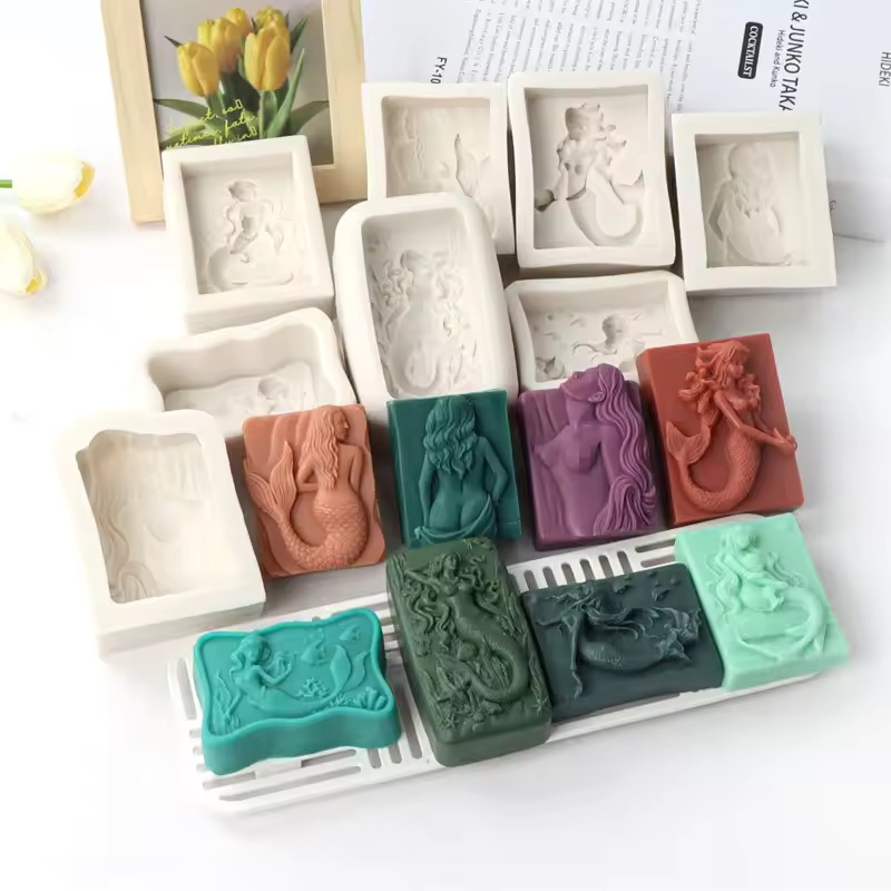 Soap Making Things - Rectangle Ocean-Style 3D Mermaid Candle Mold