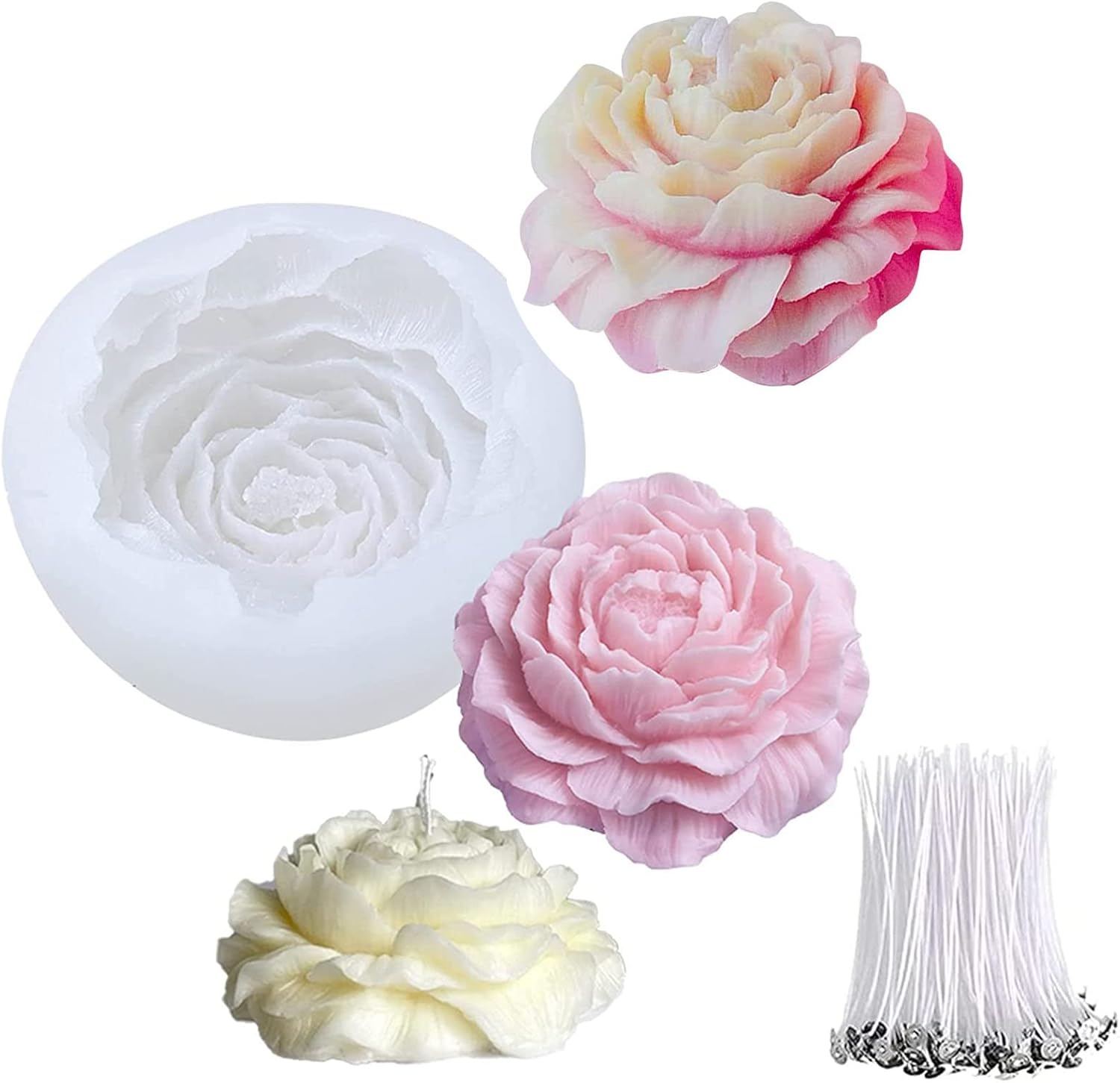 Soap Making Book For Beginners - Silicone 3D Peony Candle Mould Candle