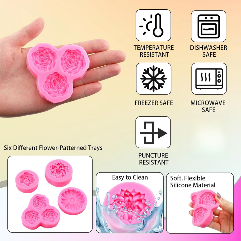 6 Hole 3D Floral Silicone Mold - огляд і ціна Soap Making Kit Amazon