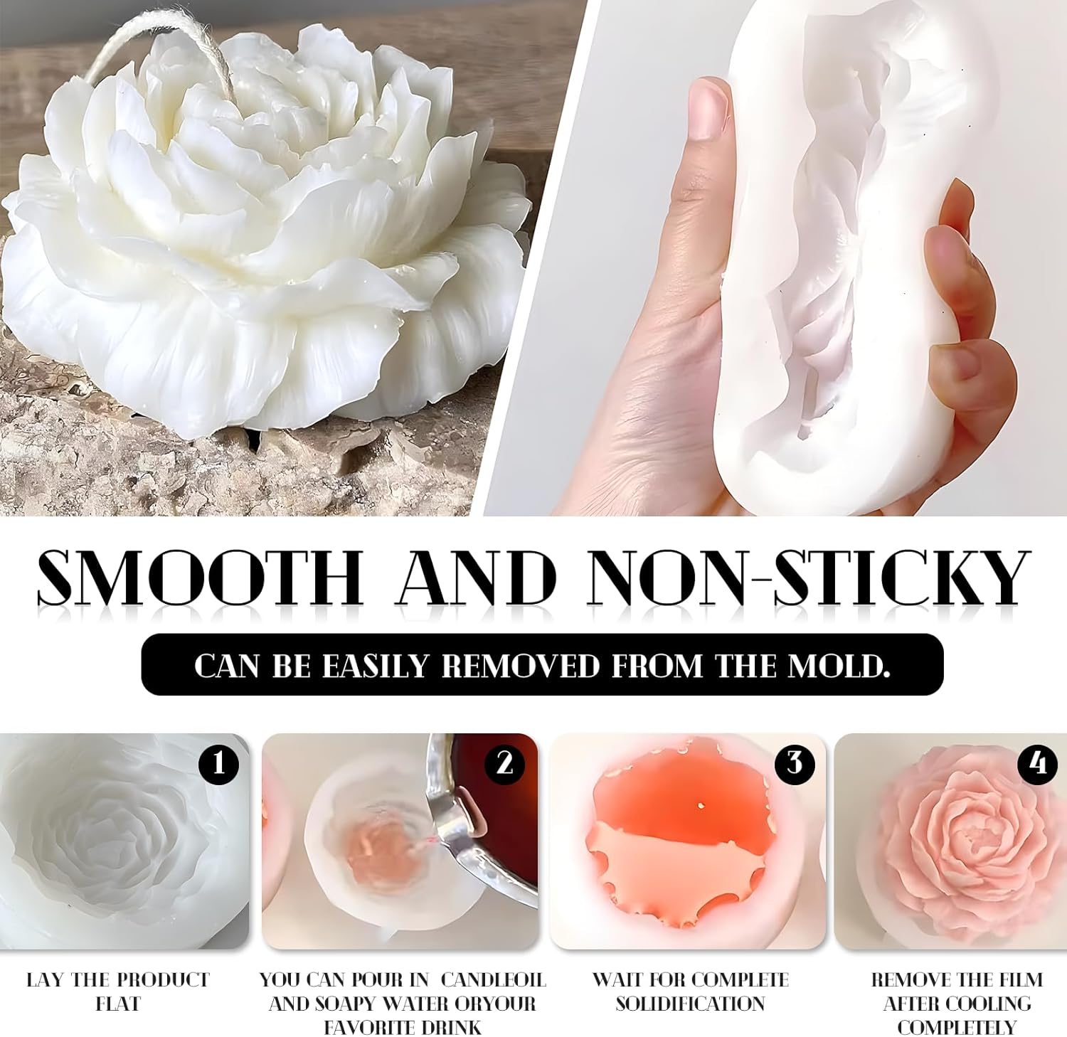 Silicone 3D Peony Candle Mould - огляд і ціна Soap Making Book For Beginners